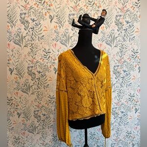 NSR Yellow Lace Detail Top